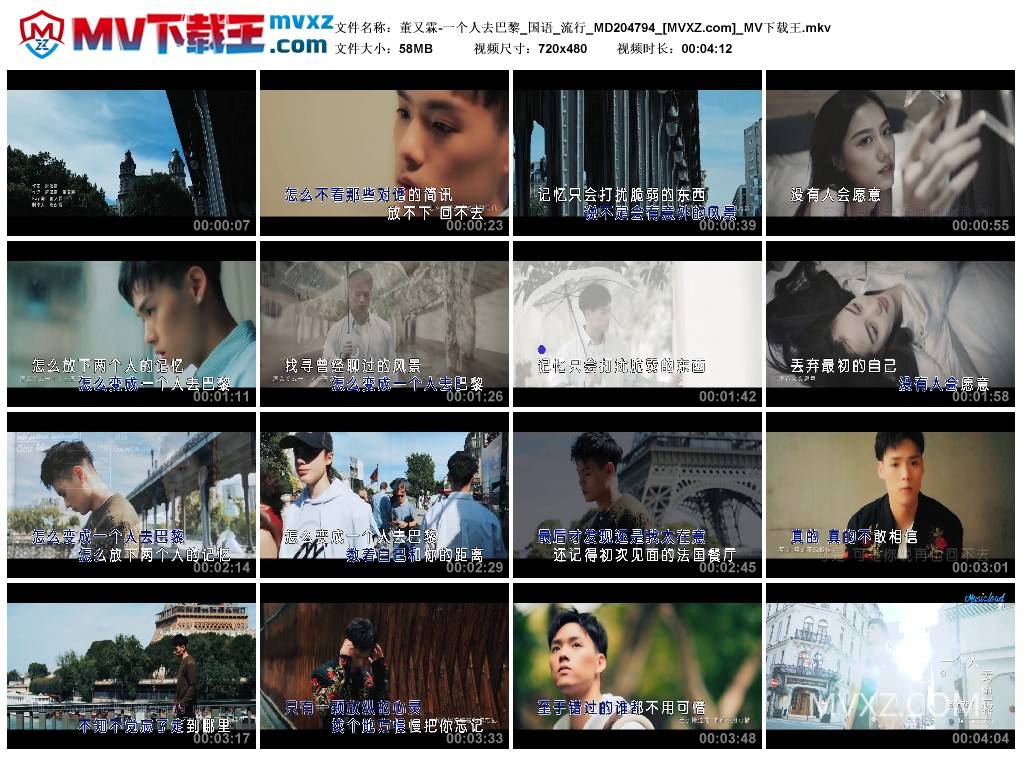 董又霖-一个人去巴黎_国语_流行_MD204794